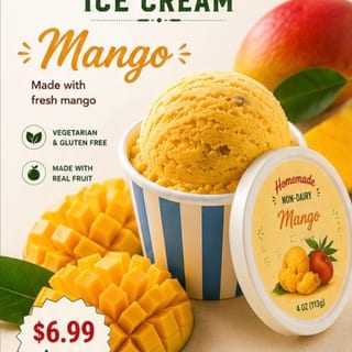 # (Homemade) Mango Ice Cream (4 oz.)
